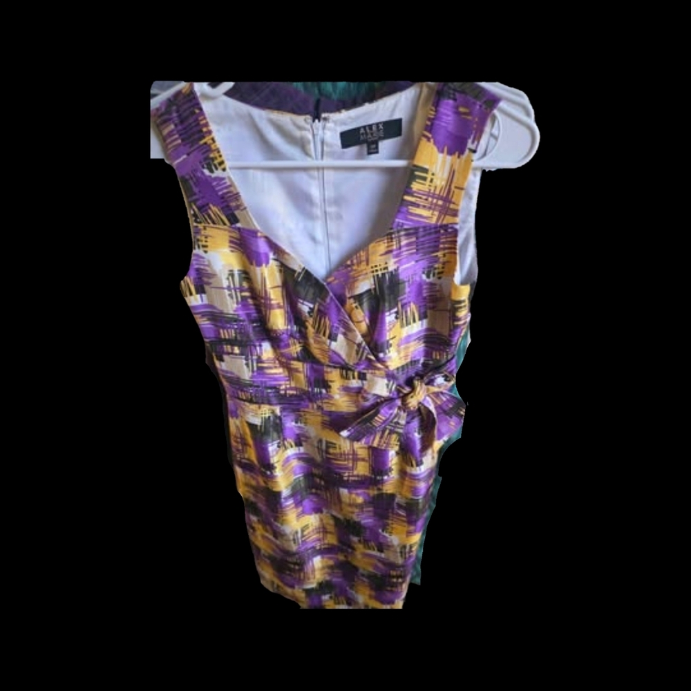 Alex Marie Purple and Yellow Abstract Mini Dress